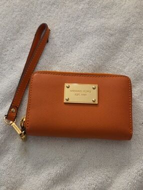 MICHAEL KORS Orange Wristlet Wallet